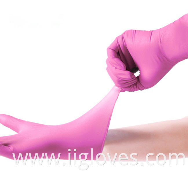 Custom Rose Red Owder-free Anti-acid Civil Use Single Use Nitrile Gloves Safety Gloves Nitrile